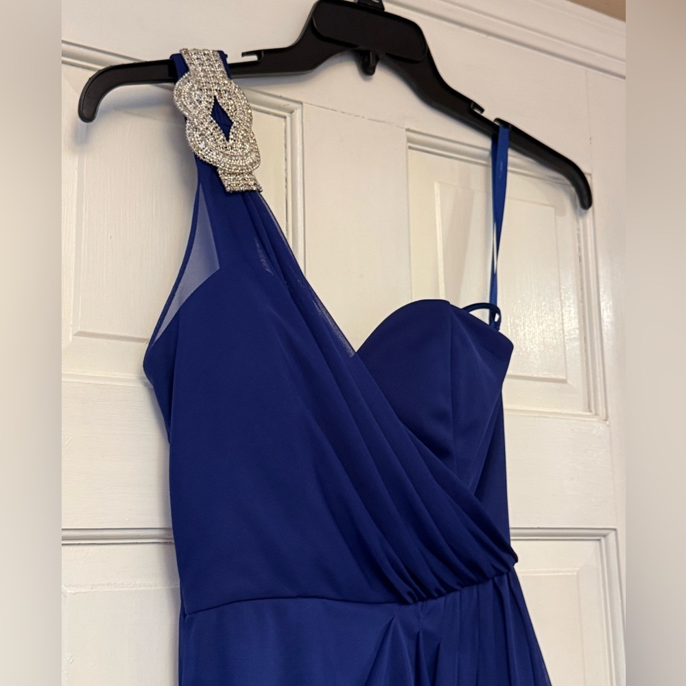 Xscape Royal Blue One-Shoulder Prom or Pageant Dress